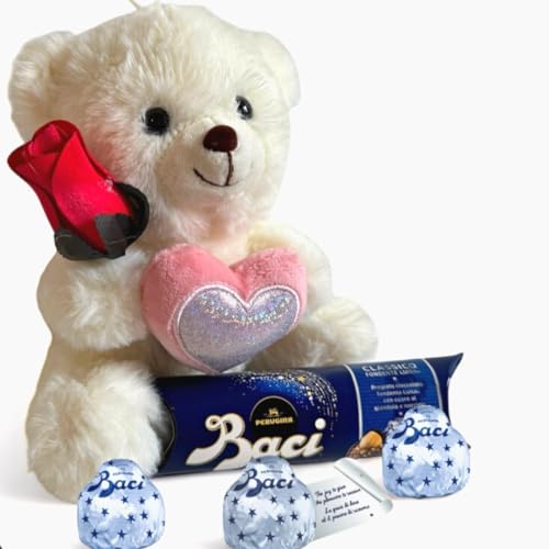 Baci Perugina Frauentag 2024 – Teddybär „Sweet Eyes“ + Baci Perugina Tubino + Bright Rose – Geschenk für Frauen 8. März 2024 von NARAMAKI