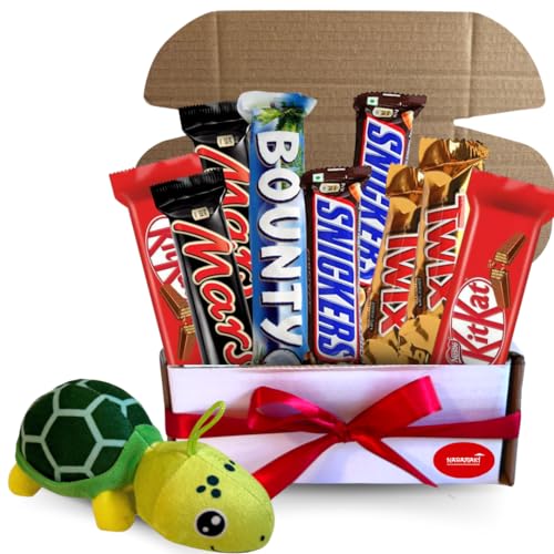NARAMAKI® Box Bars - Geschenkidee zum Valentinstag 2024-400Gr Mix Schokoriegel Mars - Twix - Bounty - Kit Kat - Snickers + Turtle von NARAMAKI