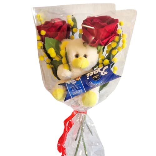 NARAMAKI Baci Perugina Muttertag 2024-1 Blumenstrauß aus Samtrosen + künstliche Mimosenzweige + 1 Teddybär + Baci Perugina Tube 37,5 g Geschenkidee 8. März NARAMAKI Baci Perugina Muttertag 2024-1 Blumenstrauß aus Samtrosen + künstliche Mimosenzweige + 1 Teddybär + Baci Perugina Tube 37,5 g Geschenkidee 8. März von NARAMAKI