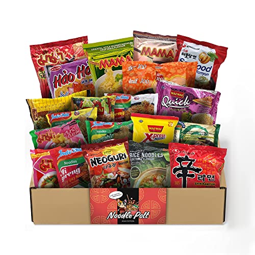 NASCHMASCHINE | Asia Instant Nudeln Box | 20 verschiedene Sorten von MAMA, Indomie | Asia Ramen Udon aus Rind, Schwein, Shrimps, Huhn, Gemüse Geschmack von NASCHMASCHINE