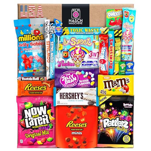 Naschmaschine | SweetsPott USA Edition einzigartige Süßigkeiten Mischung | 1100g + | XXL (Partybox) mit amerikanischen Süßigkeiten als ideale Geschenkidee von NASCHMASCHINE