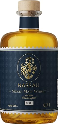 Nassau | 40 Monate| German Single Malt Whisky | in gebrauchten Bourbon Fässern abgefüllt | Hauch von Honig & Malz | 40% Vol. | 700ml Einzelflasche Nassau | 40 Monate| German Single Malt Whisky | in gebrauchten Bourbon Fässern abgefüllt | Hauch von Honig & Malz | 40% Vol. | 700ml Einzelflasche von NASSAU