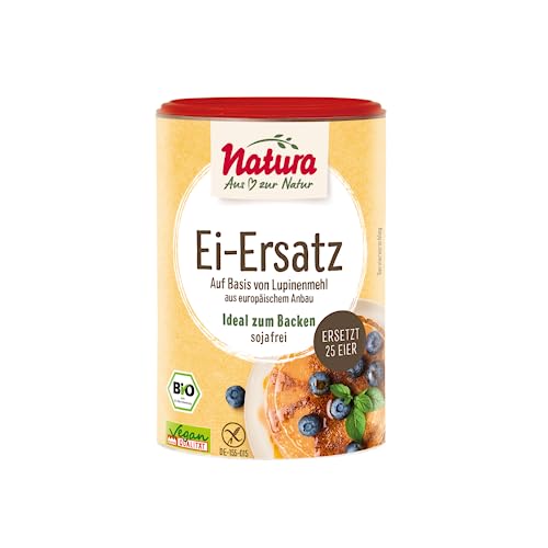 Natura Bio Ei-Ersatz – 175 g – pflanzliche Alternative zu Ei – auf Basis von Lupinenmehl – vegan – Ei-Ersatz-Pulver zum Kochen und Backen von Natura