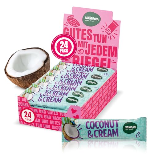 Naturata Bio Coconut & Cream Schoko-Riegel 24 x 33g | Veganer Schokolade-Riegel mit cremiger Kokosfüllung | Fairtrade & Glutenfrei | Hergestellt in der Schweiz | Vorratspack Naturata Bio Coconut & Cream Schoko-Riegel 24 x 33g | Veganer Schokolade-Riegel mit cremiger Kokosfüllung | Fairtrade & Glutenfrei | Hergestellt in der Schweiz | Vorratspack von Naturata