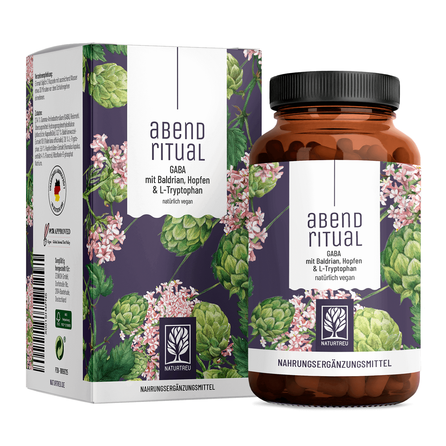 Abendritual: GABA mit Baldrian, Hopfen & L-Tryptophan - 1 Dose Abendritual (die meisten Kunden kaufen 2 Dosen) von NATURTREU