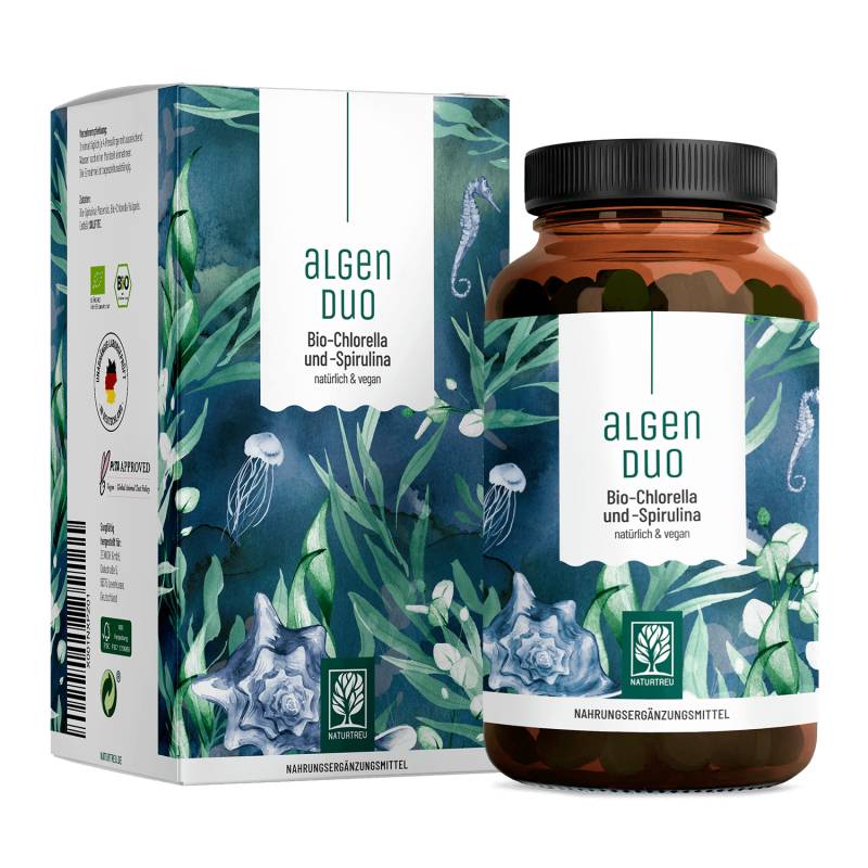 Algenduo: Bio-Chlorella und Bio-Spirulina - 1 Dose Algenduo (die meisten Kunden kaufen 2 Dosen) von NATURTREU