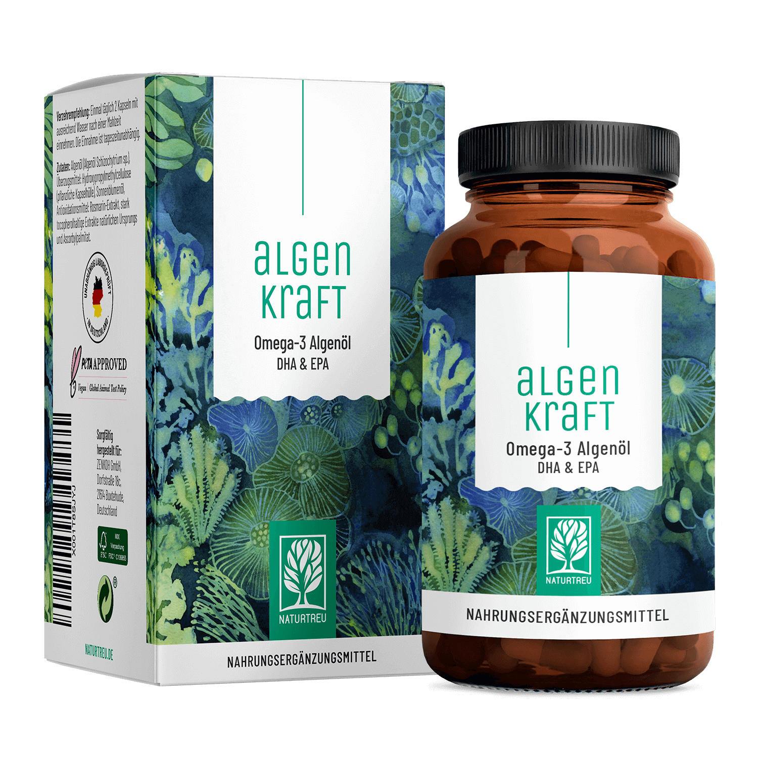 Algenkraft - Omega 3 Algenöl Kapseln - 1 Dose ALGENKRAFT KAPSELN (die meisten Kunden kaufen 2 Dosen) von NATURTREU