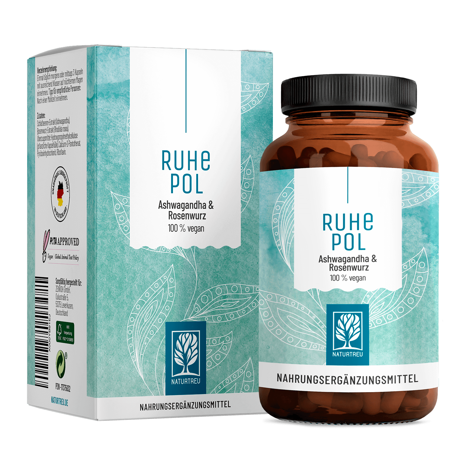 Anti Stress Komplex mit Ashwagandha & Rosenwurz - Ruhepol - 1 Dose Ruhepol (die meisten Kunden kaufen 2 Dosen) von NATURTREU