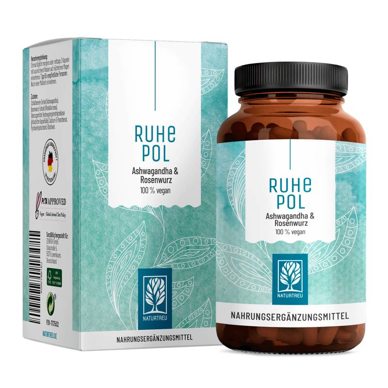 Ruhepol: Anti Stress Komplex mit Ashwagandha & Rosenwurz - 1 Dose Ruhepol (die meisten Kunden kaufen 2 Dosen) von NATURTREU