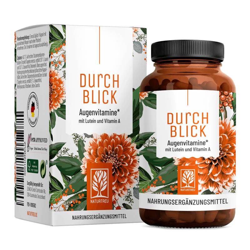 Durchblick: Augenvitamine mit Lutein und Vitamin A - 1 Dose Durchblick (die meisten Kunden kaufen 2 Dosen) von NATURTREU