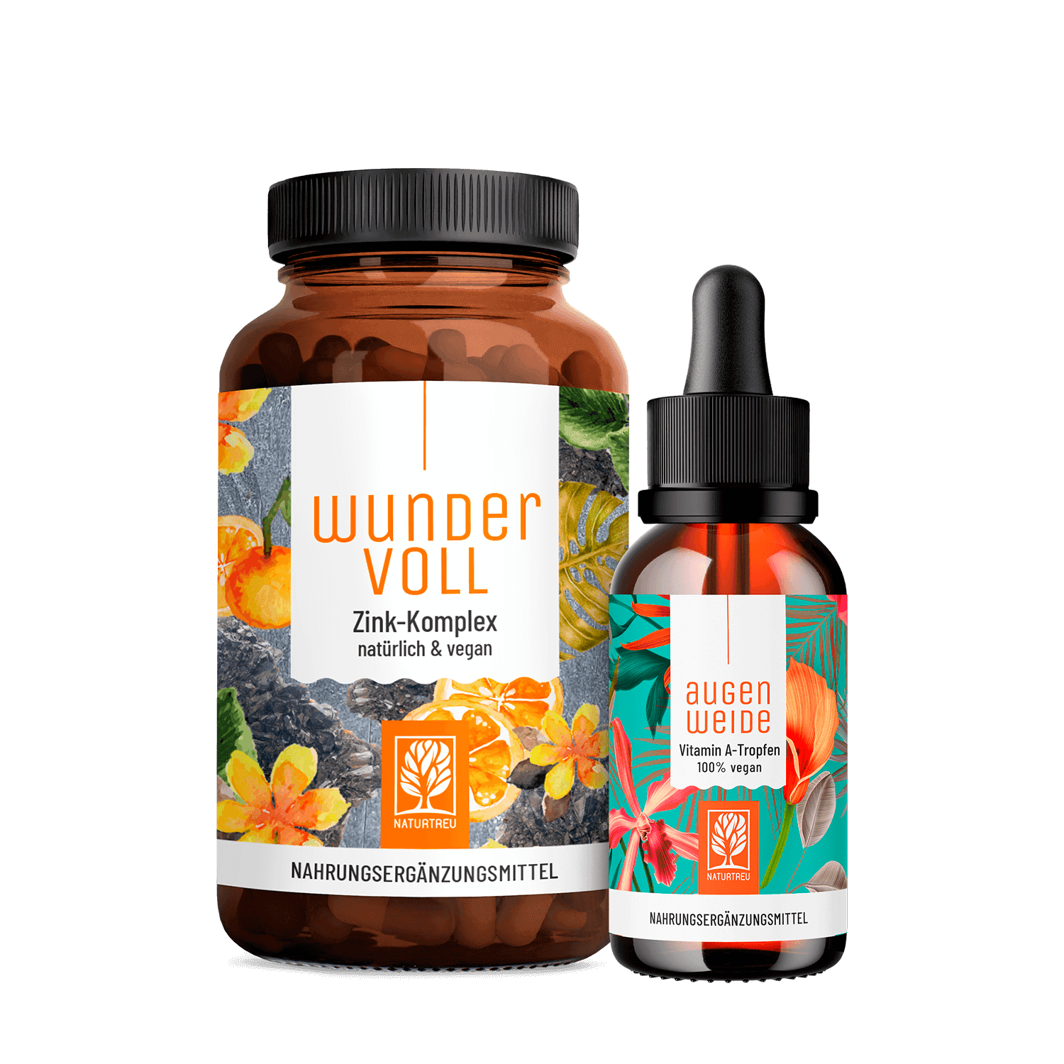 Augenweide Wundervoll Paket: Vitamin A-Tropfen & Zink-Komplex Augenweide Wundervoll Paket: Vitamin A-Tropfen & Zink-Komplex von NATURTREU