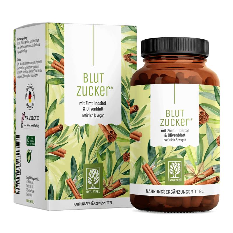Blutzucker: Komplex mit Zimt, Inositol & Olivenblatt - 1 Dose Blutzucker (die meisten Kunden kaufen 2 Flaschen) von NATURTREU