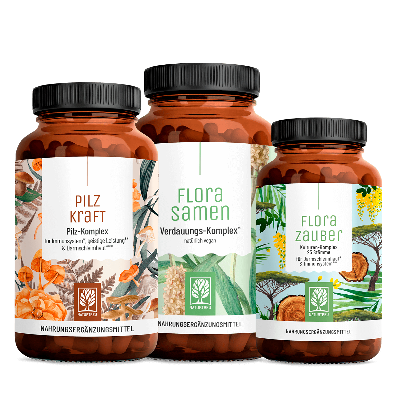 Flora Balance-Paket: Florasamen, Florazauber & Pilzkraft Flora Balance-Paket: Florasamen, Florazauber & Pilzkraft von NATURTREU