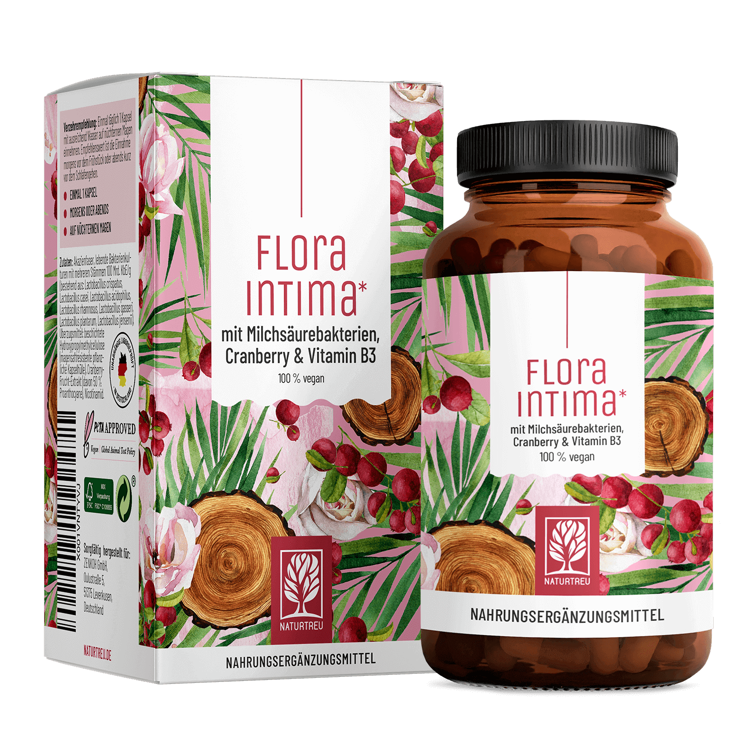 Floraintima - Milchsäurebakterien mit Cranberry & Vitamin B3 - 1 Dose FLORAINTIMA (die meisten Kunden kaufen 2 Dosen) von NATURTREU