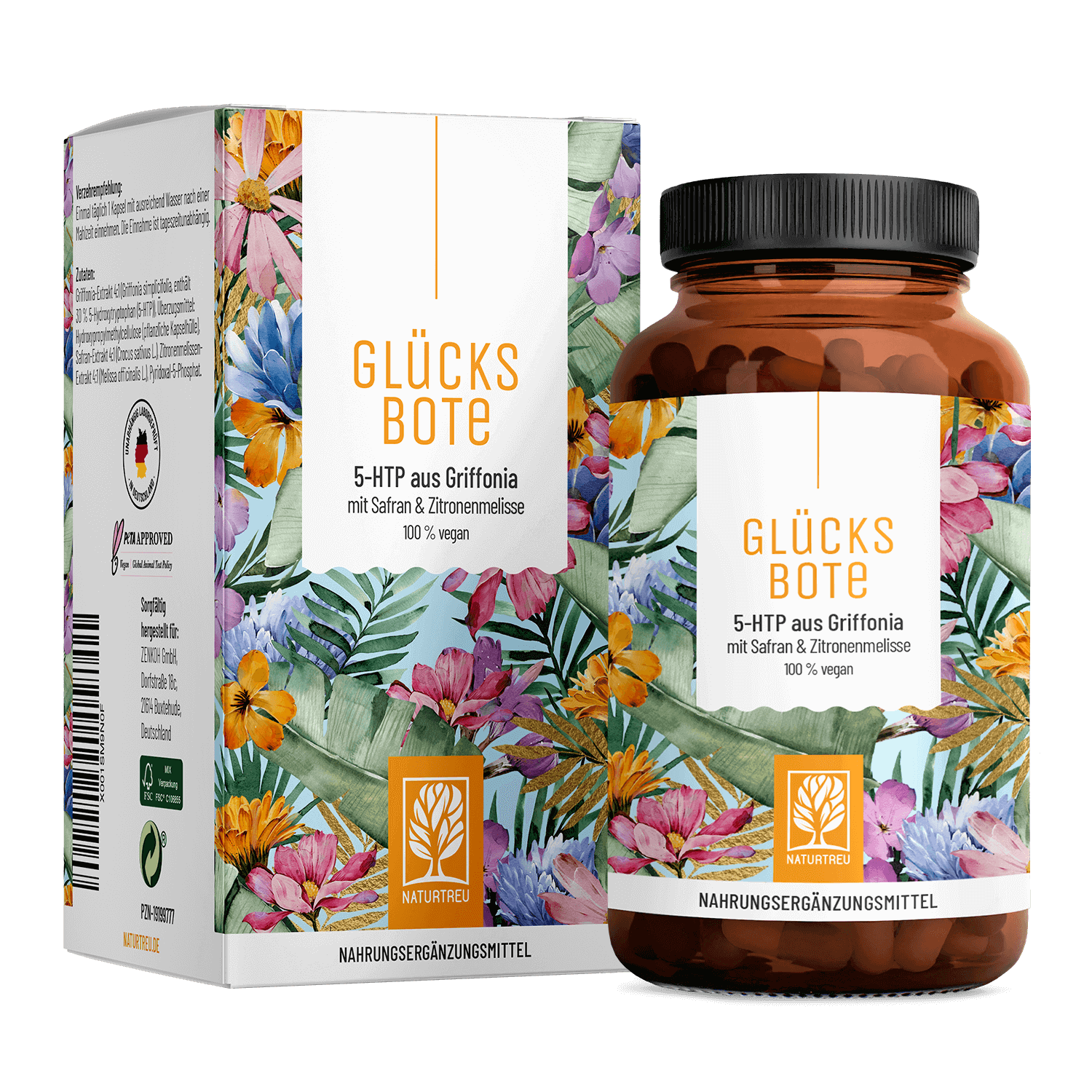 Glücksbote: 5-HTP aus Griffonia - 1 Dose Glücksbote (die meisten Kunden kaufen 2 Dosen) von NATURTREU