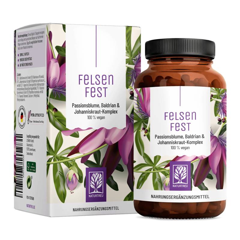 Felsenfest: Johanniskraut Baldrian Passionsblume Komplex - 1 Dose Felsenfest (die meisten Kunden kaufen 2 Dosen) von NATURTREU