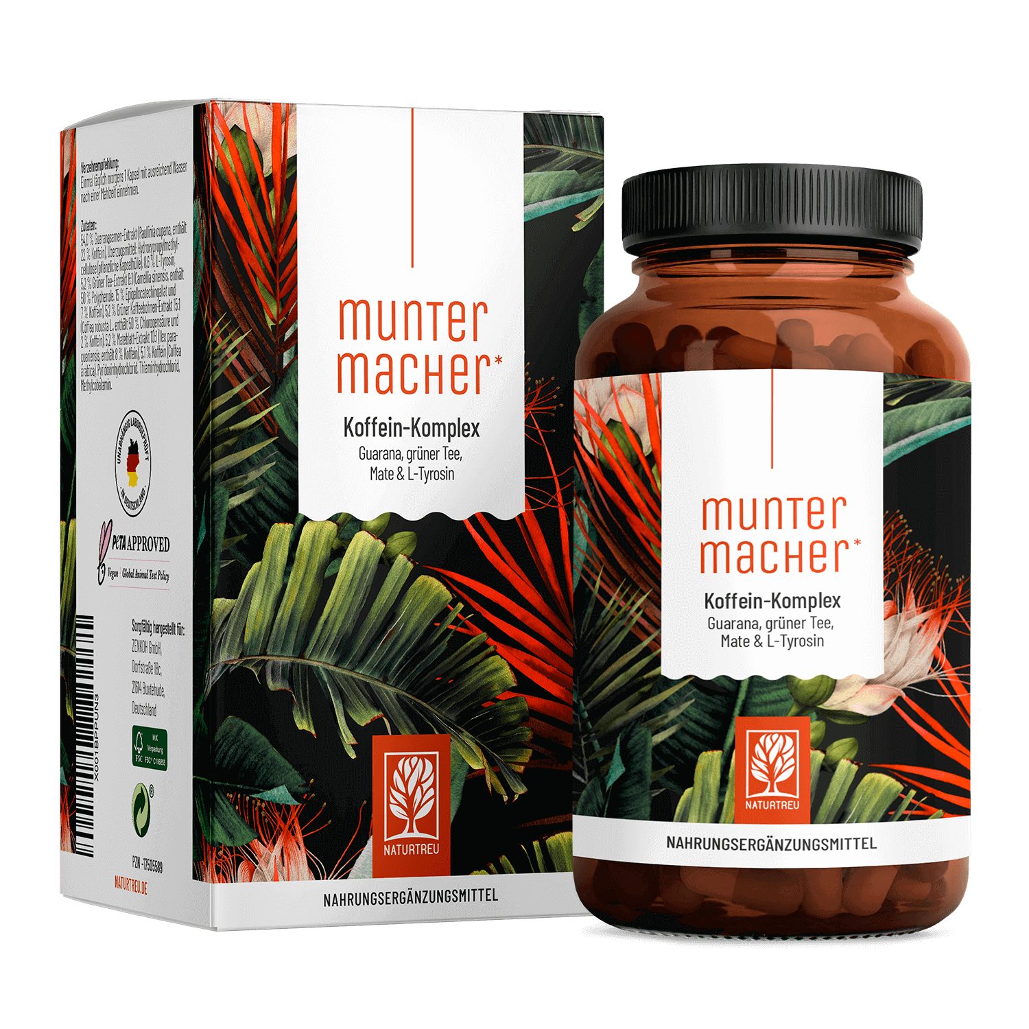 Koffein-Komplex mit Guarana & Mate - Muntermacher - 1 Dose Muntermacher (die meisten Kunden kaufen 2 Dosen) von NATURTREU