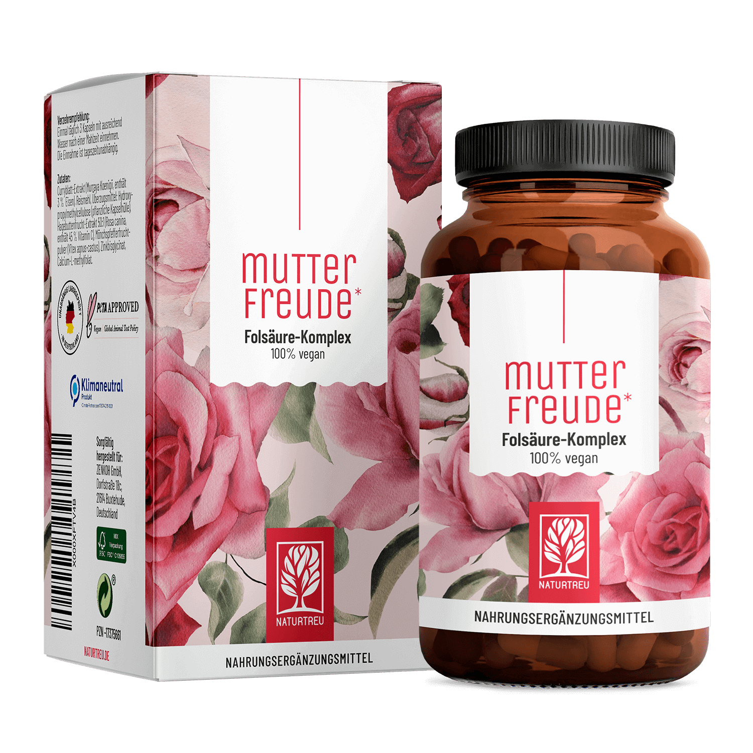 Mutterfreude: Mönchspfeffer Folsäure Komplex - 1 Dose Mutterfreude (die meisten Kunden kaufen 2 Dosen) von NATURTREU