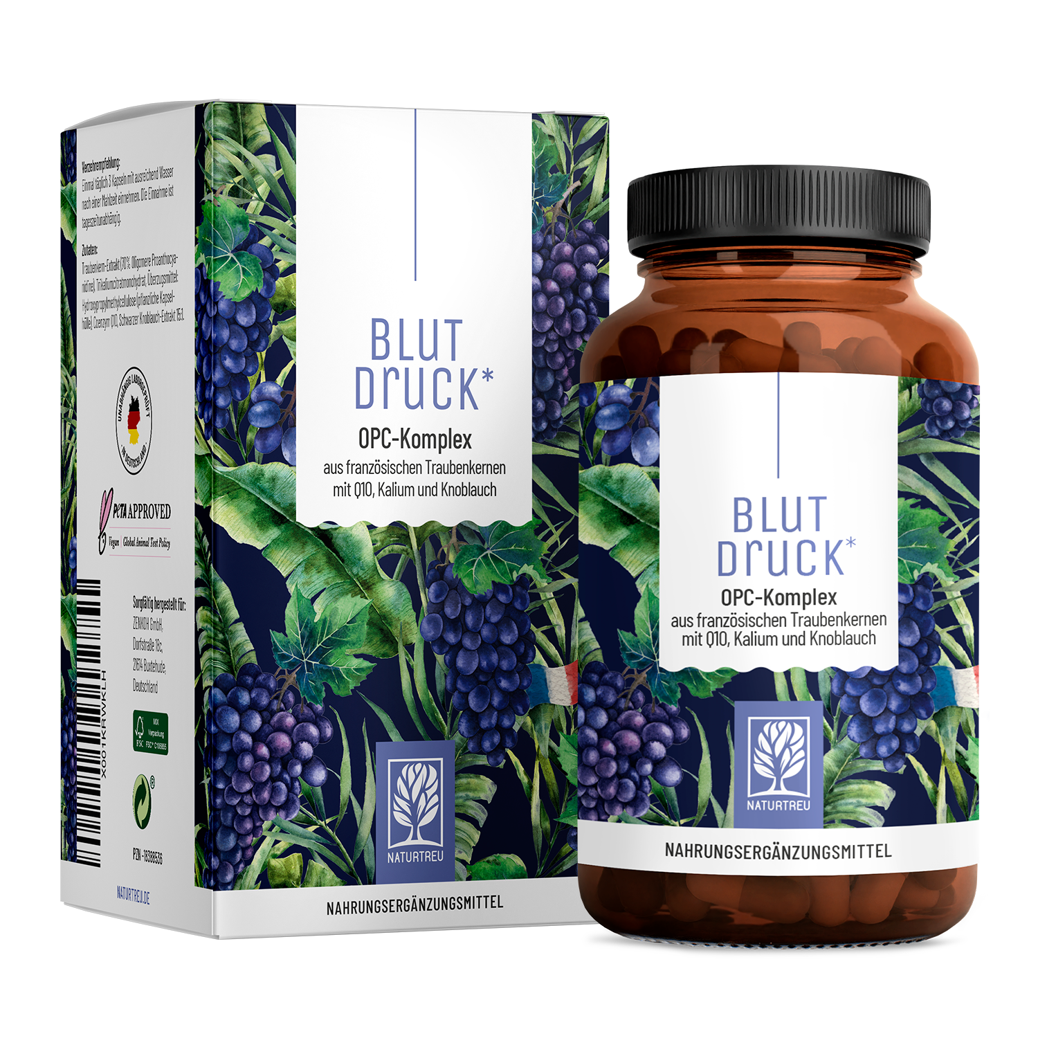 Blutdruck: OPC-Komplex mit Q10, Kalium und Knoblauch - 1 Dose Blutdruck (die meisten Kunden kaufen 2 Dosen) von NATURTREU