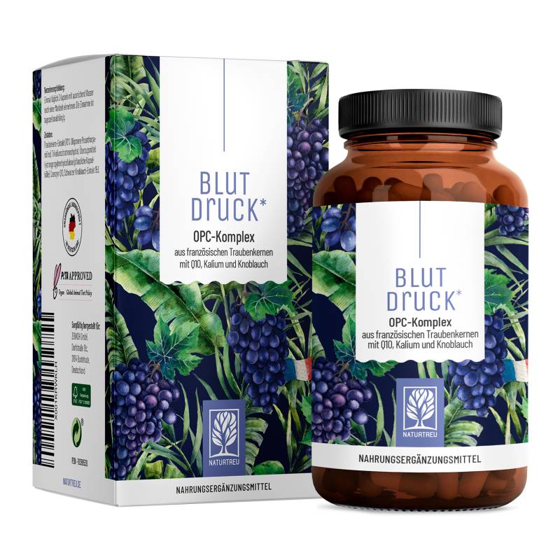 Blutdruck: OPC-Komplex mit Q10, Kalium und Knoblauch - 1 Dose Blutdruck (die meisten Kunden kaufen 2 Dosen) von NATURTREU