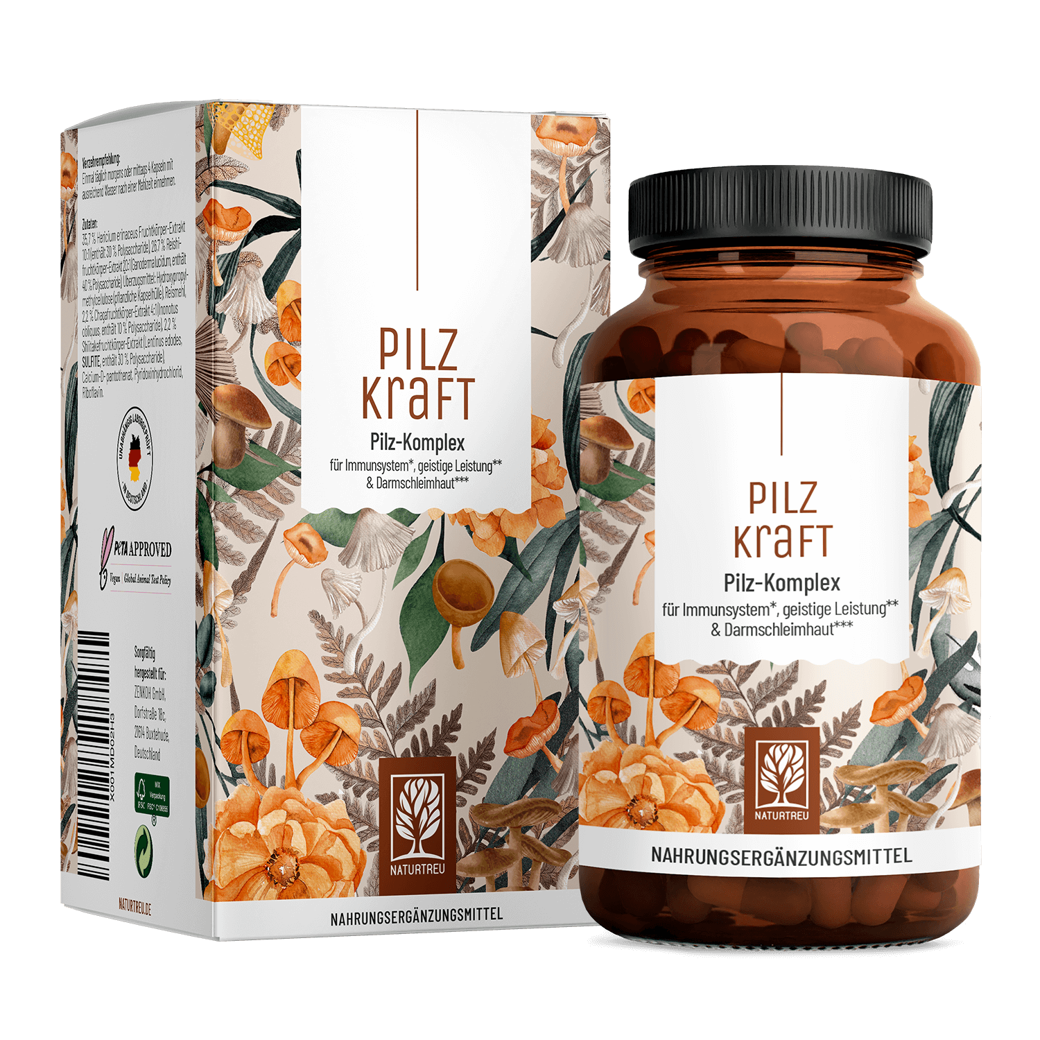 Pilzkraft: Pilz-Komplex für Immunsystem*, geistige Leistung** & Darmschleimhaut*** - 1 Dose Pilzkraft (die meisten Kunden kaufen 2 Dosen) von NATURTREU