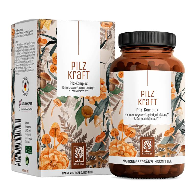 Pilz-Komplex für Immunsystem*, geistige Leistung** & Darmschleimhaut*** - Pilzkraft - 1 Dose Pilzkraft (die meisten Kunden kaufen 2 Dosen) von NATURTREU