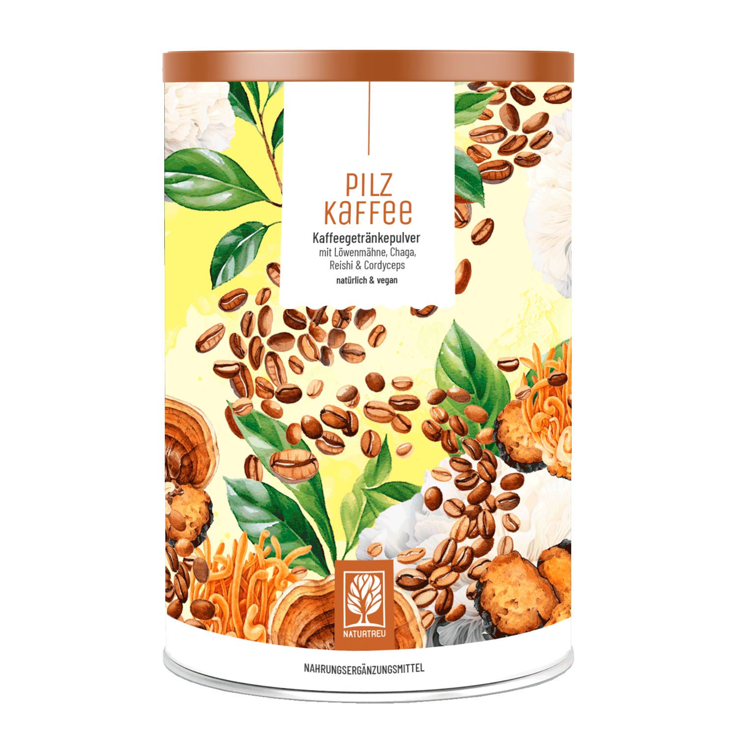 Pilzkaffee: Kaffeegetränkepulver mit Löwenmähne, Chaga, Reishi & Cordyceps von NATURTREU