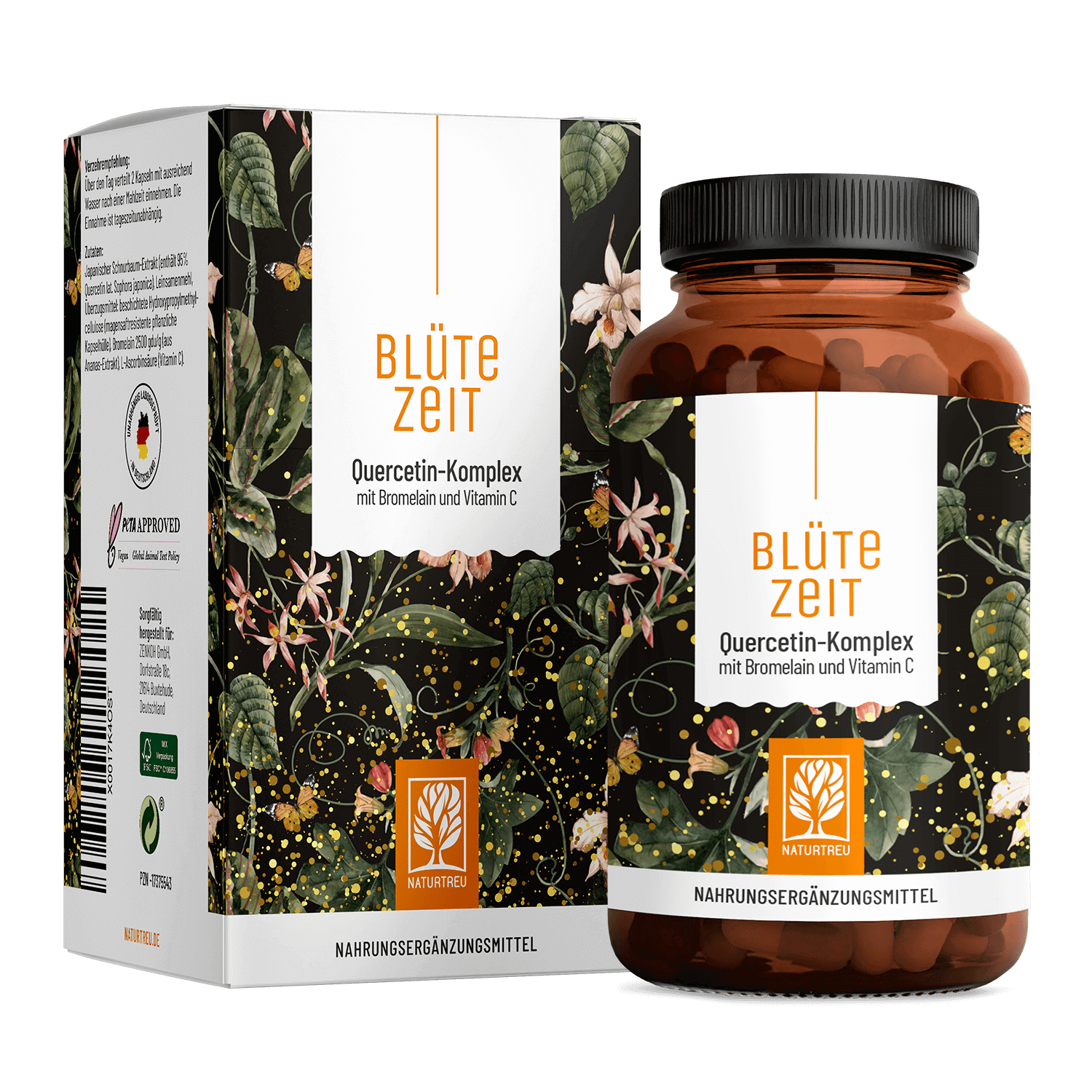 Blütezeit: Quercetin-Komplex mit Bromelain & Vitamin C von NATURTREU