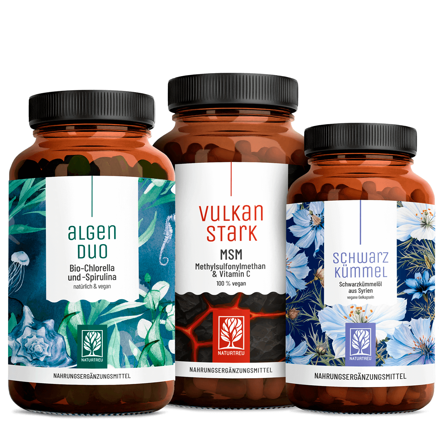 Reingefühl-Paket: Bio-Chlorella & -Spirulina, MSM & Schwarzkümmelöl Reingefühl-Paket: Bio-Chlorella & -Spirulina, MSM & Schwarzkümmelöl von NATURTREU