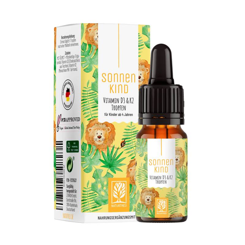 Sonnenkind: Vitamin D3 & K2 Tropfen für Kinder ab 4 (500 I.E.) - 1 Flasche Sonnenkind (die meisten Kunden kaufen 2 Flaschen) von NATURTREU
