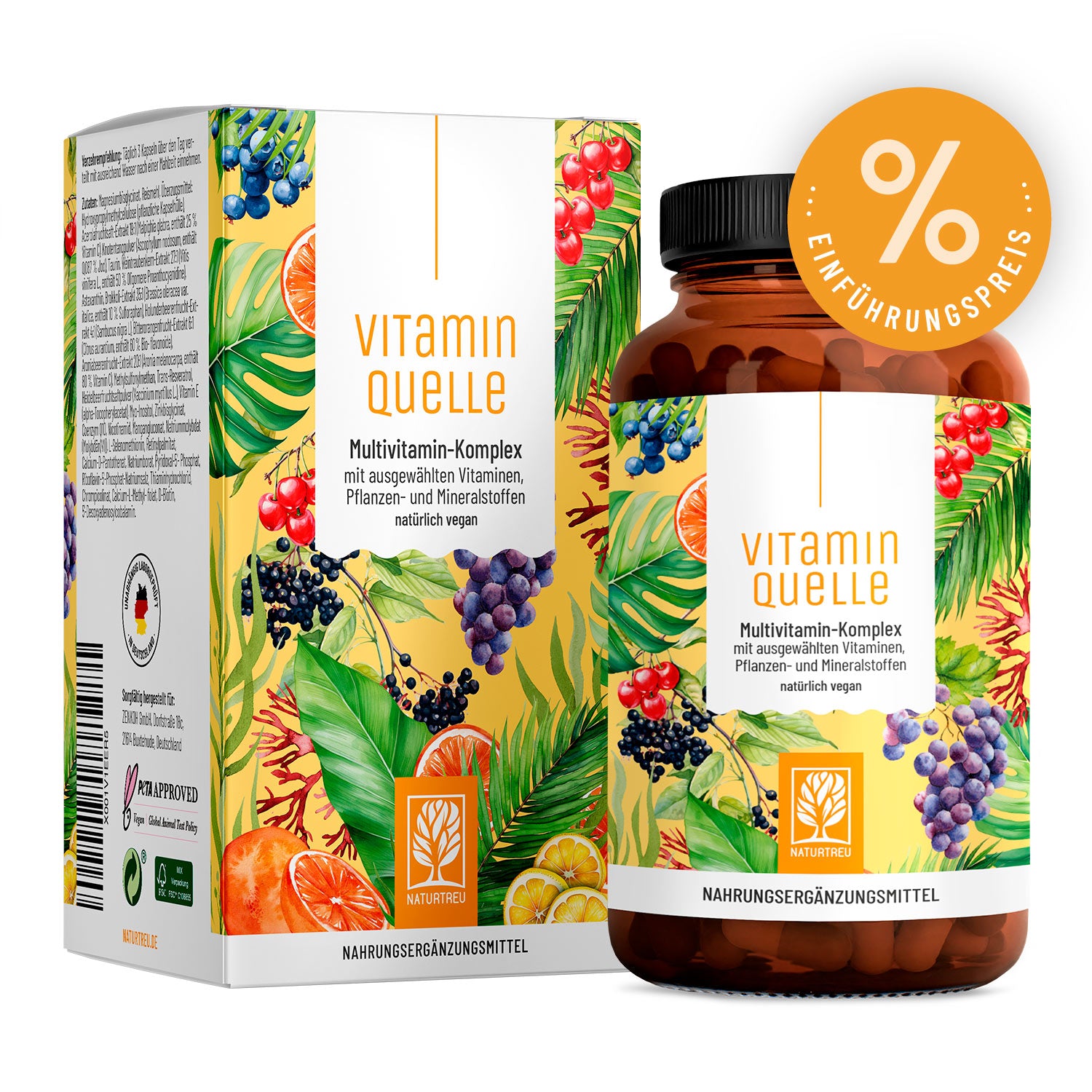 Vitaminquelle - Multivitamin-Komplex mit ausgewählten Vitaminen, Pflanzen- und Mineralstoffen von NATURTREU