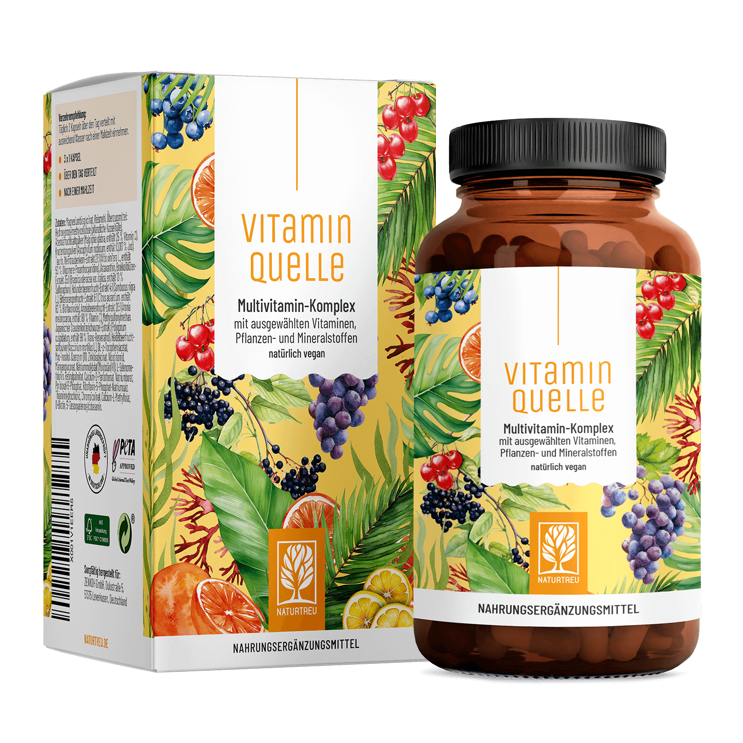 Vitaminquelle - Multivitamin-Komplex mit ausgewählten Vitaminen, Pflanzen- und Mineralstoffen von NATURTREU