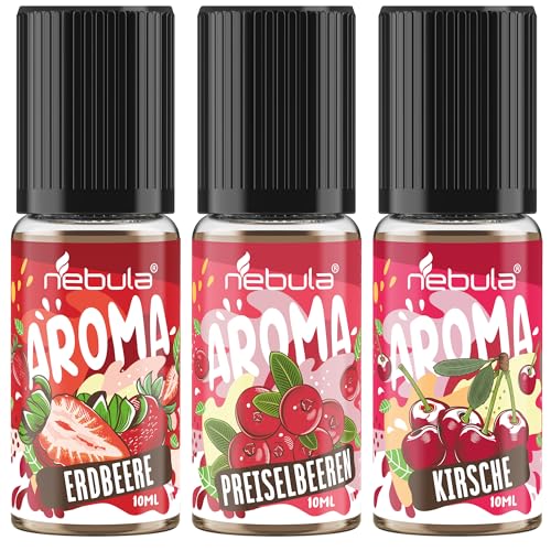 Nebula | ROTE FRÜCHTE - 3x10mil Lebensmittelaromen mit Kirsch, Erdbeer und Preiselbeergeschmack | Extrakte - Hohe Qualität von NEBULA vaping lab