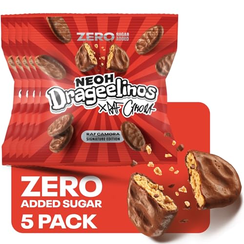 NEOH Drageelinos Schokoladenkekse von RAF Camora | KEIN Zuckerzusatz & frei von Palmöl | 1g Zucker & 100 kcal pro Portion | Keto-freundlich, Low-Carb, ballaststoffreich | 5 Pack von NEOH