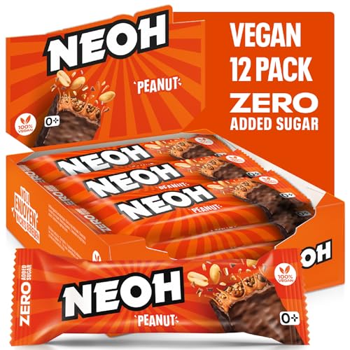 NEOH Erdnussriegel ohne Zuckerzusatz | kein zugesetzter Zucker & Palmölfrei | 100% Vegan | Proteinreich | Gesunde Snackalternative | 12er Pack von NEOH