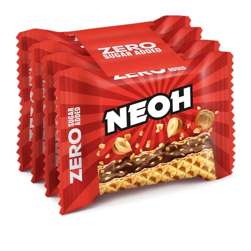 NEOH Haselnuss-Knusperwaffeln | 1g Zucker, 95 kcal, 21g | Keto-freundlich, Low-Carb, ballaststoffreich | 4er Pack von NEOH