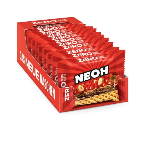 NEOH Low Carb Waffeln Haselnuss Schokolade - 1 g Zucker / 95 kcal - Ohne Zuckerzusatz - Hazelnut | Die neue Alternative zu traditionellen Süßigkeiten | 12 x 30g von NEOH
