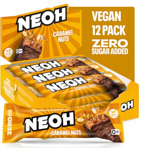 NEOH Low Carb Vegan Riegel Karamell Nüsse - 1g Zucker / 128 kcal - Ohne Zuckerzusatz - Vorteilsbox 12x28g - Caramel Nuts von NEOH