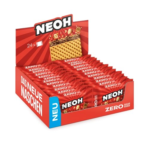 NEOH Low Carb Waffeln Haselnuss Schokolade - 1 g Zucker / 95 kcal - Ohne Zuckerzusatz - 21 g (24er Pack) - Hazelnut von NEOH