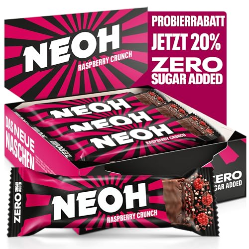 NEOH Zero Zucker Himbeer Crunch Riegel | Keto-freundlich & Low Carb | 114 kcal & 1g Zucker | 6g Protein | Die gesunde Alternative zu herkömmlichen Süßigkeiten | 12er Pack von NEOH