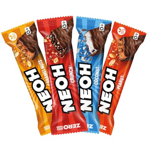 NEOH Zero Zucker Low Carb Protein Crunch Riegel Mix | Schokolade, Himbeere, Kokosnuss, Karamell | 1g Zucker, 3g Netto-Kohlenhydrate pro Riegel | Alternative zu herkömmlichen Süßigkeiten | Probierpaket NEOH Zero Zucker Low Carb Protein Crunch Riegel Mix | Schokolade, Himbeere, Kokosnuss, Karamell | 1g Zucker, 3g Netto-Kohlenhydrate pro Riegel | Alternative zu herkömmlichen Süßigkeiten | Probierpaket von NEOH