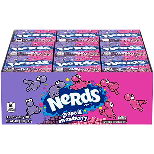 NERDS - Nerds karamell American Sour karamell | Perfekte Kombination von kleinen Bonbons mit tollem Trauben- und Erdbeergeschmack - Ideal zum Teilen - 36 Packungen à 46,7g von NERDS