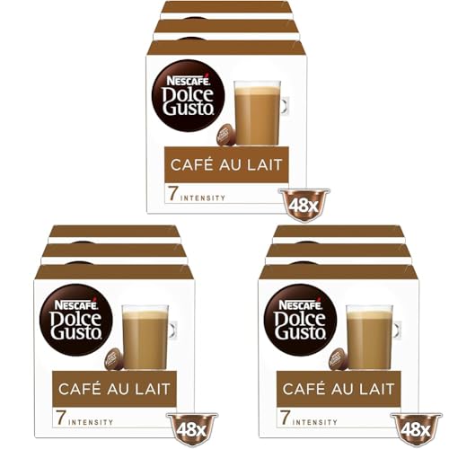 NESCAFÉ Dolce Gusto Café au Lait mit cremigem Milchschaum, 9er Pack (3x16 Kapseln) von NESCAFÉ DOLCE GUSTO