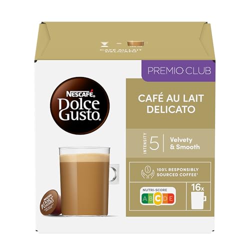 NESCAFÉ Dolce Gusto Feiner Milchkaffee – 16 Kapseln, mittlere Röstung mit subtilen Karamellnoten (1 Pack x 16) von NESCAFÉ DOLCE GUSTO