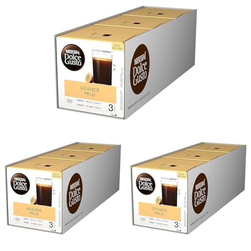 NESCAFÉ Dolce Gusto Grande Mild 48 Kaffeekapseln (100% Arabica Bohnen, Mildes Aroma und feine Crema, Aromaversiegelte Kapseln), 9er Pack (3x16 Kapseln) von NESCAFÉ DOLCE GUSTO