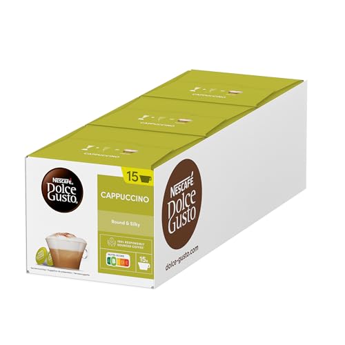 NESCAFÉ Dolce Gusto Cappuccino XXL-Vorratsbox (90 Kapseln, 100% Arabica Bohnen, leichter Kaffeegenuss mit cremigem Milchschaum), 3er Pack (3x30 Kapseln) von NESCAFÉ DOLCE GUSTO