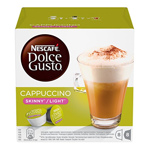NESCAFÉ Dolce Gusto Cappuccino ungesüsst & fettarm, 48 Kaffeekapseln für 24 Portionen (100% Arabica, Cappuccino skinny & unsweetened), 3er Pack (3x16 Kapseln) von NESCAFÉ DOLCE GUSTO
