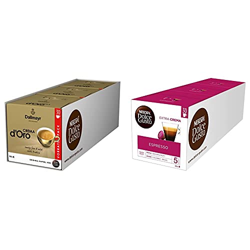 NESCAFÉ Dolce Gusto Dallmayr Crema d´Oro, XXL-Vorratsbox, 90 Kaffeekapseln, 3er Pack (3 x 30 Kapseln) & Espresso, XXL-Vorratsbox, 90 Kaffeekapseln, Aromaversiegelte Kapseln, 3er Pack (3 x 30 Kapseln) von NESCAFÉ DOLCE GUSTO