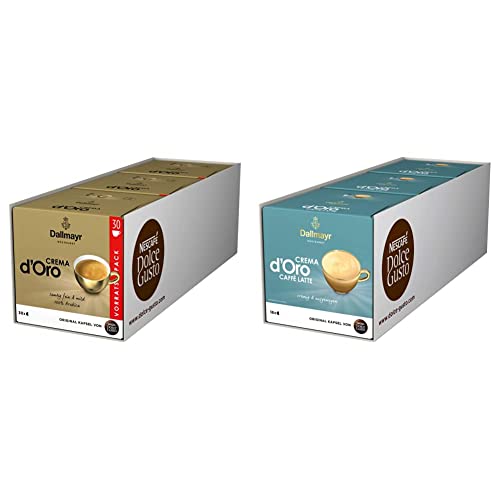 NESCAFÉ Dolce Gusto Dallmayr Crema d´Oro, XXL-Vorratsbox (3 x 30 Kapseln) & Dallmayr Crema d'Oro Caffè Latte (48 Kaffeekapseln, 48 Getränke, cremig & ausgewogen) 3er Pack (3 x 16 Kapseln) von NESCAFÉ Dolce Gusto