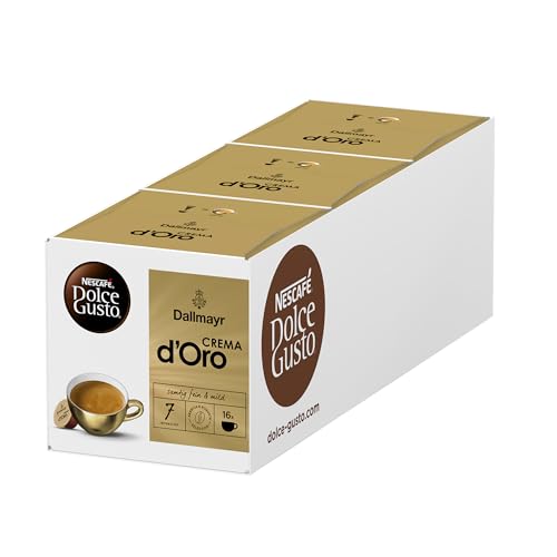 NESCAFÉ Dolce Gusto Dallmayr Crema d´Oro, 48 Kaffeekapseln, 100% Arabica-Bohnen, Feine Crema und vollmundiges Aroma, Schnelle Zubereitung, Aromaversiegelte, 3er Pack (3x16 Kapseln) von NESCAFÉ DOLCE GUSTO